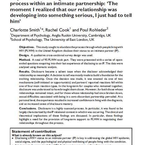 Qualitative study - Life and Love with HIV